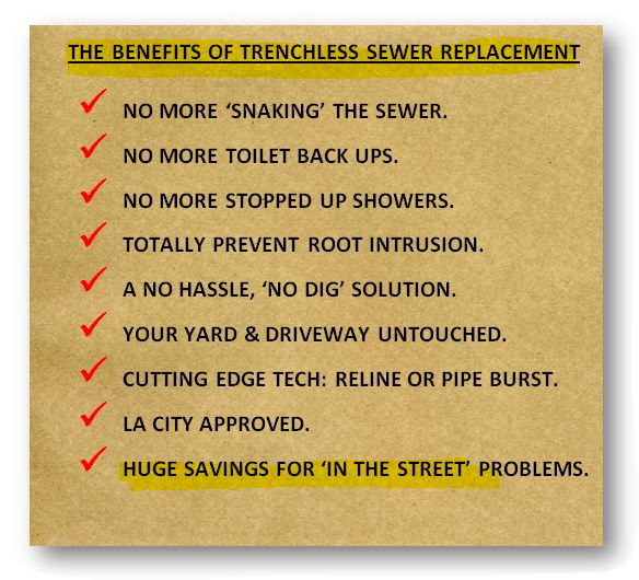 info graphic; Benefits of trenchless sewer replacement